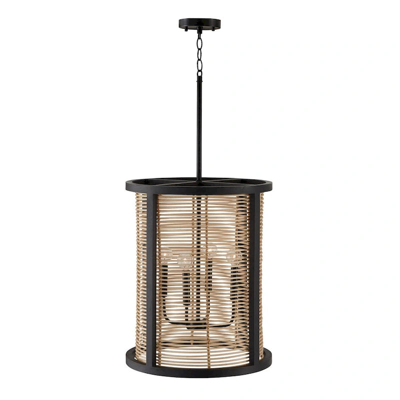 Rico 4-light Flat Black Foyer Pendant