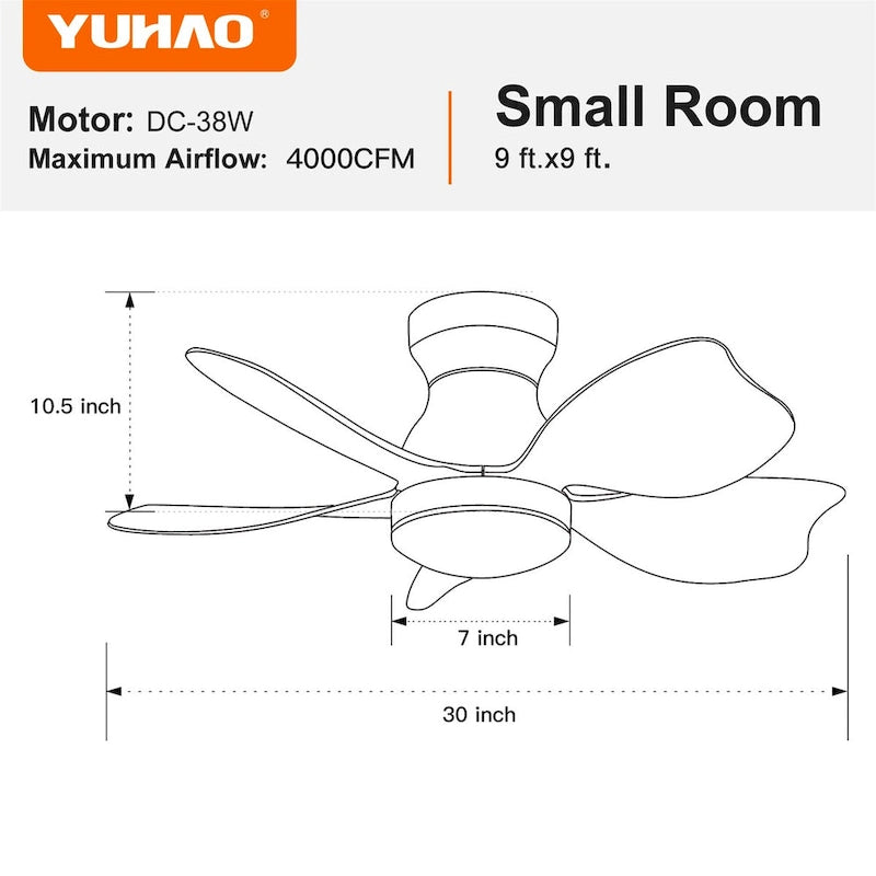 30 In Small Kids Ceiling Fan Lighting with Remote Control