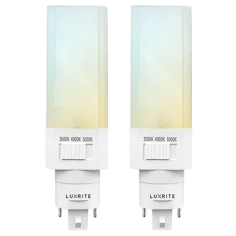 Luxrite Horizontal PL LED CFL Replacement 11W Ballast Bypass Fits G24D G24Q GX24Q 3 Color Selectable 1450 Lumens 2 Pack