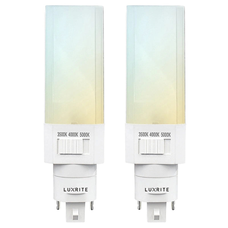 Luxrite Horizontal PL LED CFL Replacement 11W Ballast Bypass Fits G24D G24Q GX24Q 3 Color Selectable 1450 Lumens 2 Pack