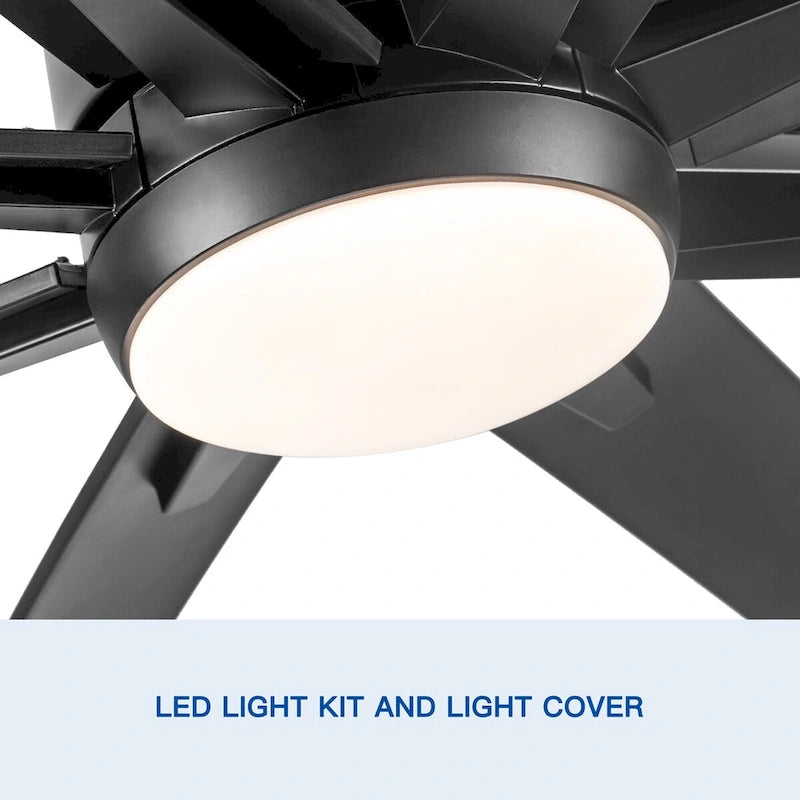 Ventilateur de plafond avec éclairage LED intégré de 72 pouces et pales en ABS noir