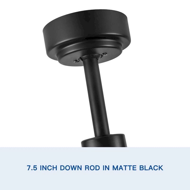 Ventilateur de plafond avec éclairage LED intégré de 72 pouces et pales en ABS noir
