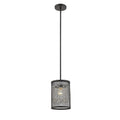 1 Light Black Metal Pendant Lighting With Clear Crystal Accents