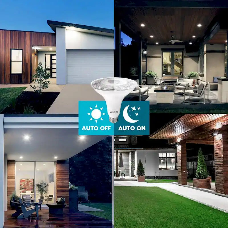 Luxrite Dusk to Dawn PAR38 LED Bulb 90W Equivalent 1250 Lumens Wet Rated UL Listed E26 Base 4 Pack