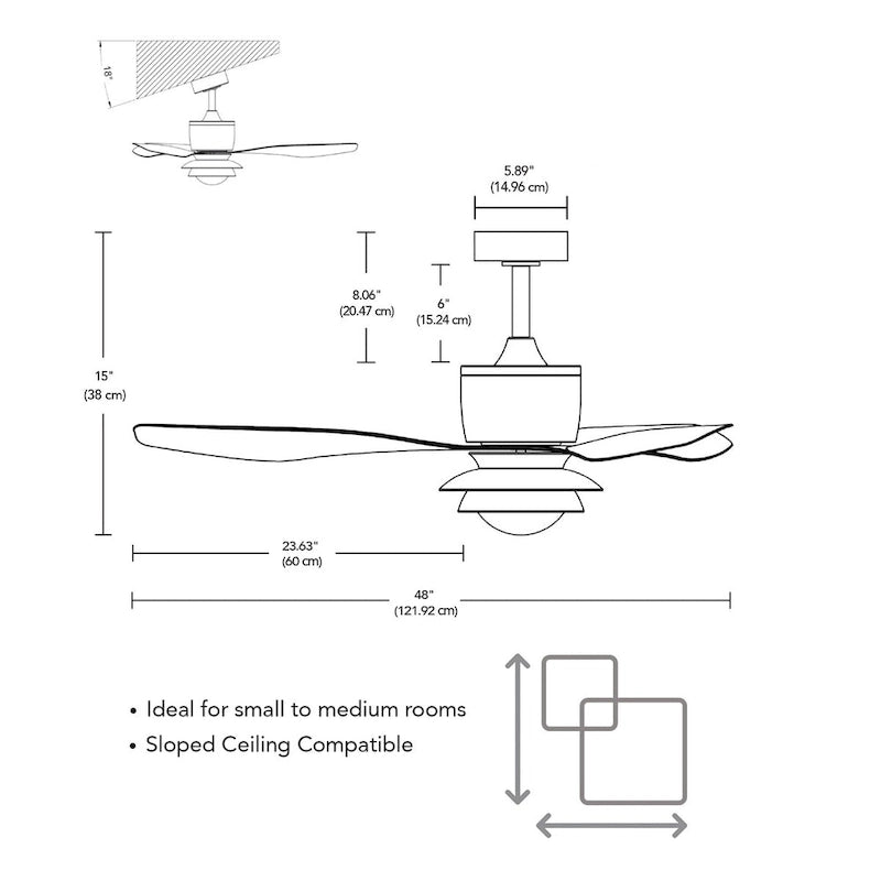 48  Smart Ceiling Fan with LED Light, Remote Control, WhisperQuiet DC Motor, 6 Speeds, White