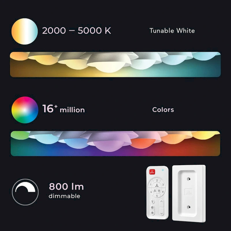 48  Smart Ceiling Fan with LED Light, Remote Control, WhisperQuiet DC Motor, 6 Speeds, White