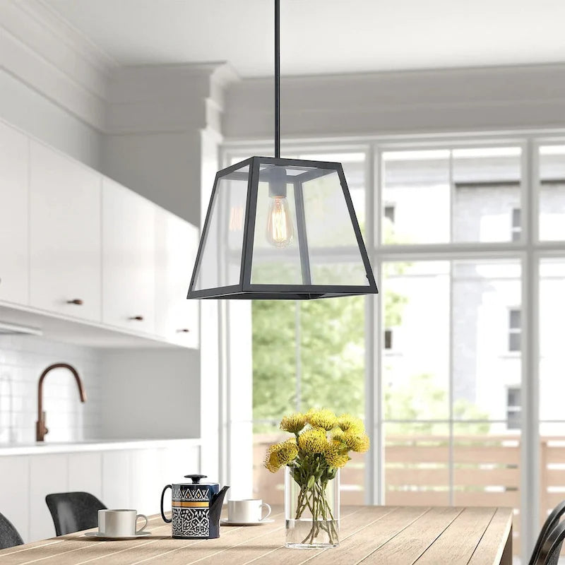 1-Light Prismatic Glass Pendant Lighting - 11.8 D4.7 W59 H (Adjustable)