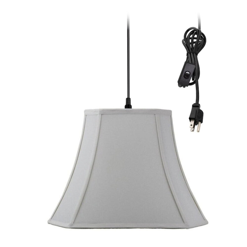 1 Light Swag Plug-In Pendant 16 w Shallow Drum Textured Oatmeal Shade, 17' Black Cord