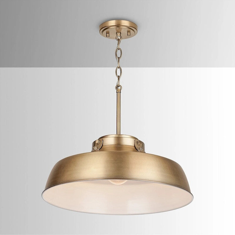 1-light Aged Brass Pendant Fixture - Aged Brass - Aged Brass