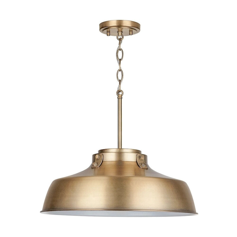 1-light Aged Brass Pendant Fixture - Aged Brass - Aged Brass