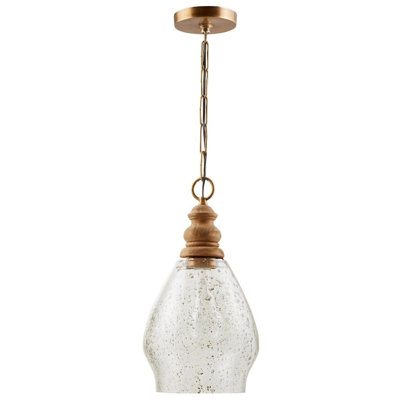 1-light Light Wood/Glass Pendant