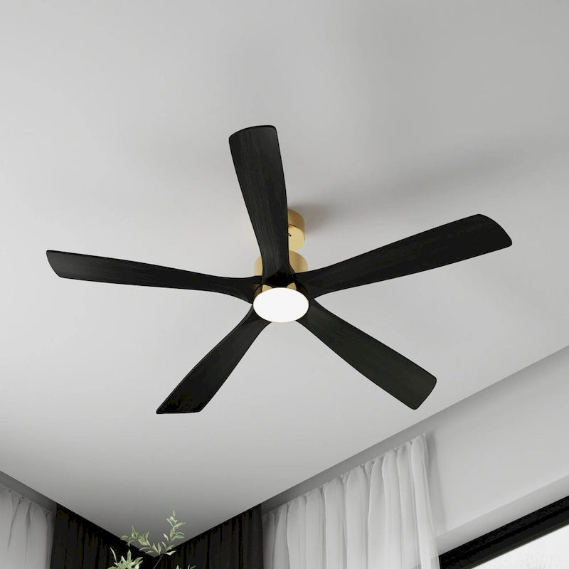 47-Inch Ceiling Fan with Wooden Blades and Dimmable LED Light - Black