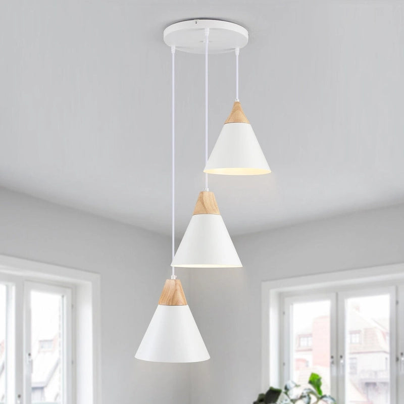 3-Light 9.4 W Metal Wood Island Pendant Lights for Kitchen Living Room