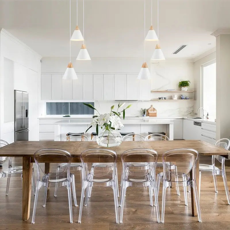 3-Light 9.4 W Metal Wood Island Pendant Lights for Kitchen Living Room