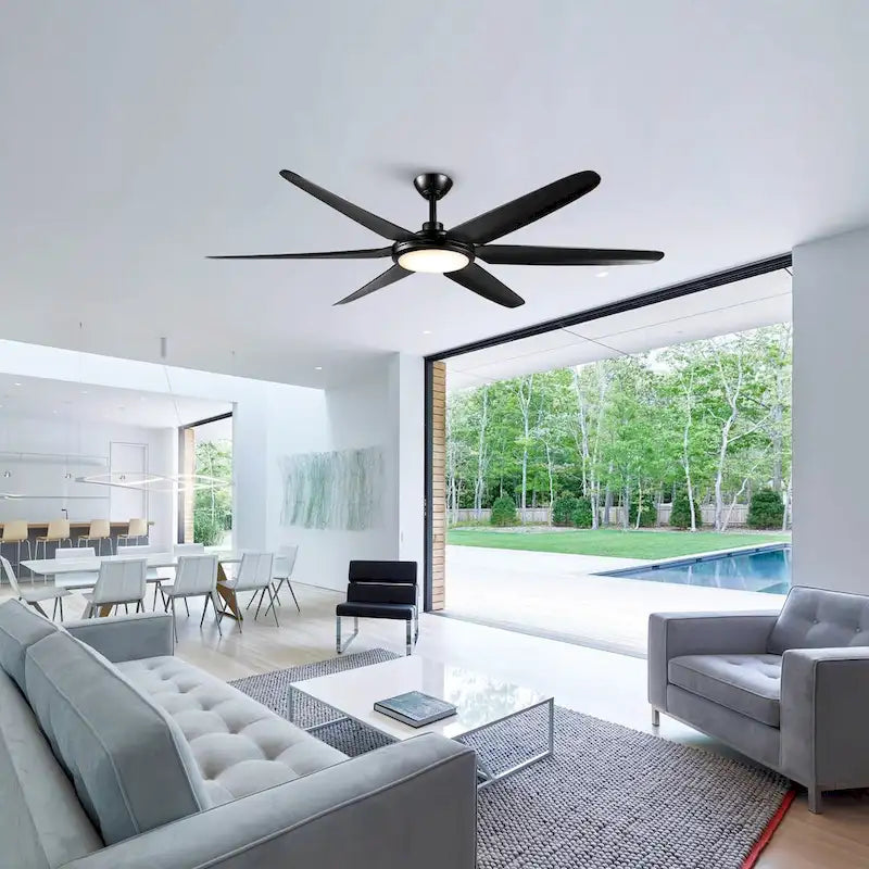 65-inch Modern Large Dimmable LED Large Ceiling Fan with Remote,DC Reversible Motor - 65 W x 13.3  H/16.3 H