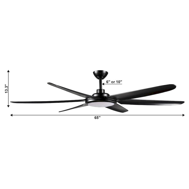 65-inch Modern Large Dimmable LED Large Ceiling Fan with Remote,DC Reversible Motor - 65 W x 13.3  H/16.3 H