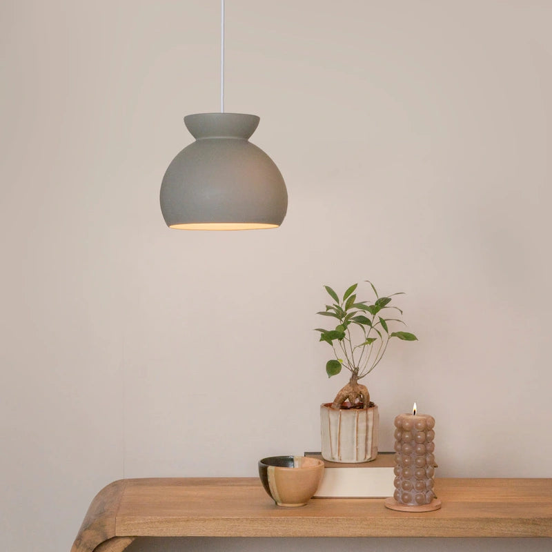 Sienna Ceramic Ceiling Light with Fabric Cord - 9.0 L x 9.0 W x 7.8 H