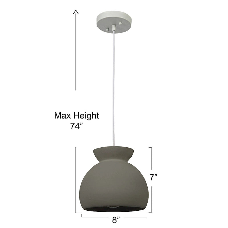 Sienna Ceramic Ceiling Light with Fabric Cord - 9.0 L x 9.0 W x 7.8 H