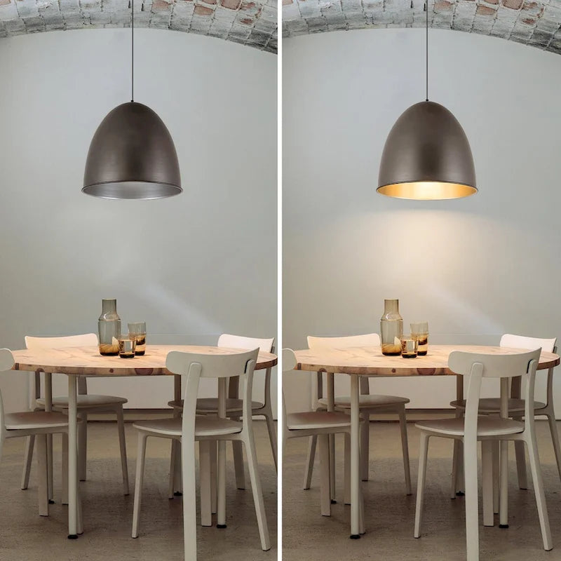 1-light Antique Silver Metal Industrial Farmhouse Dome Pendant Light - 17.7 in.