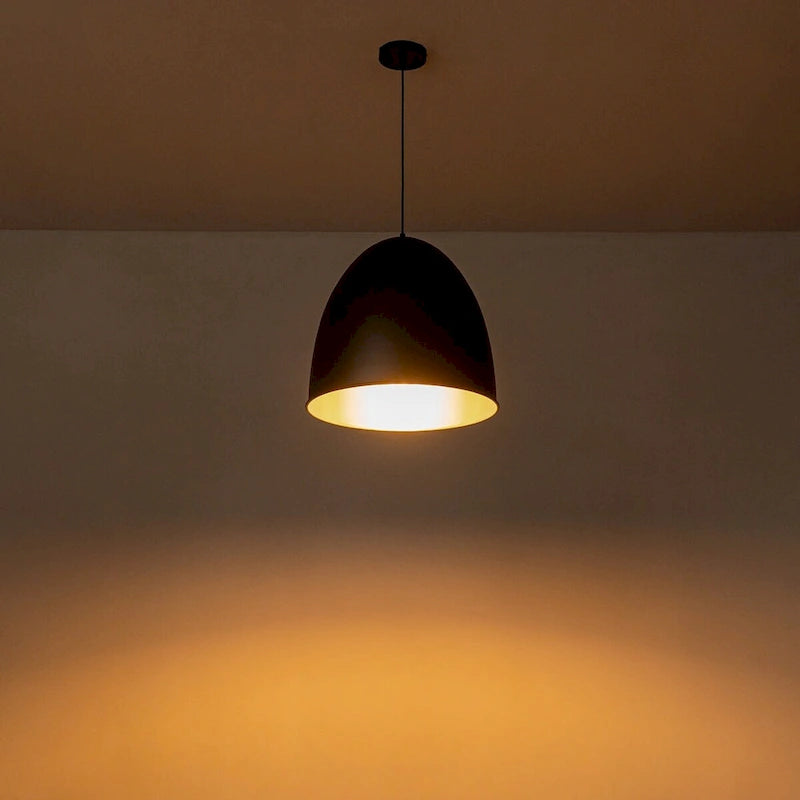 1-light Antique Silver Metal Industrial Farmhouse Dome Pendant Light - 17.7 in.