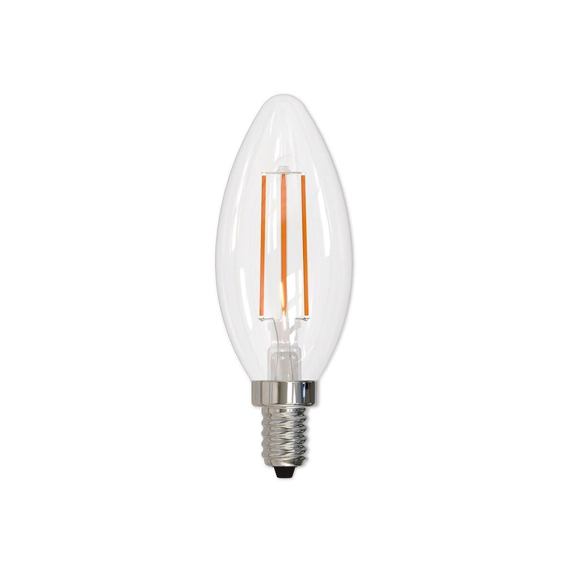 Bulbrite LED Filament Pack of (4) 5 Watt Dimmable B11 Light Bulb with Clear Glass Finish and Candelabra (E12) Base