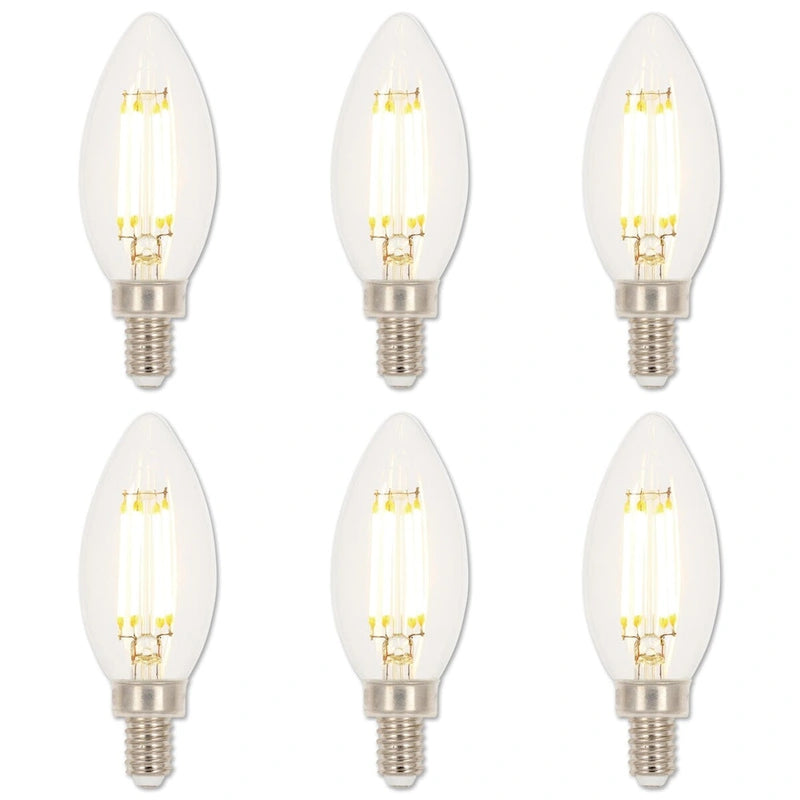 Westinghouse Lighting 4.5 Watt (60 Watt Equivalent) Clear B11 Dimmable Filament LED Light Bulb, Candelabra Base, 6 Pack - 6-Pack