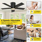 42 inch Black Ceiling Fan with Bluetooth and Remote Control