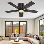 Ventilateur de plafond noir de 42 pouces avec Bluetooth et télécommande