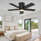 Ventilateur de plafond noir de 42 pouces avec Bluetooth et télécommande
