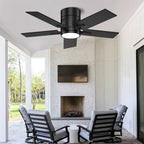 Ventilateur de plafond noir de 42 pouces avec Bluetooth et télécommande