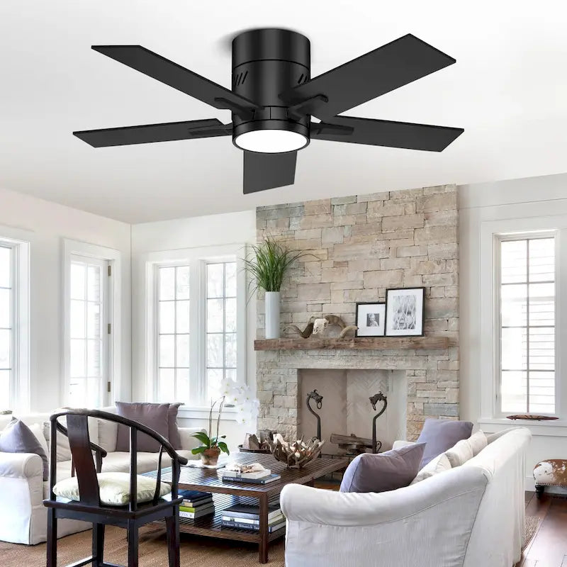 Ventilateur de plafond noir de 42 pouces avec Bluetooth et télécommande