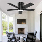 Ventilateur de plafond noir de 42 pouces avec Bluetooth et télécommande