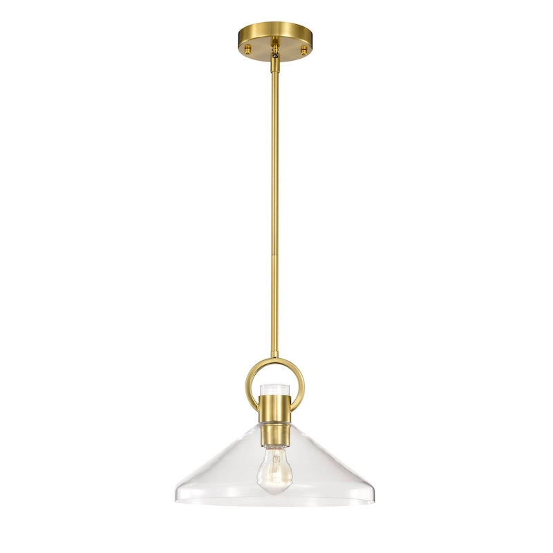 Andros Glass Cone Shade 1-Light Downrod Pendant Light