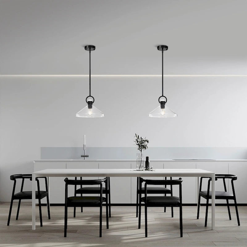 Andros Glass Cone Shade 1-Light Downrod Pendant Light