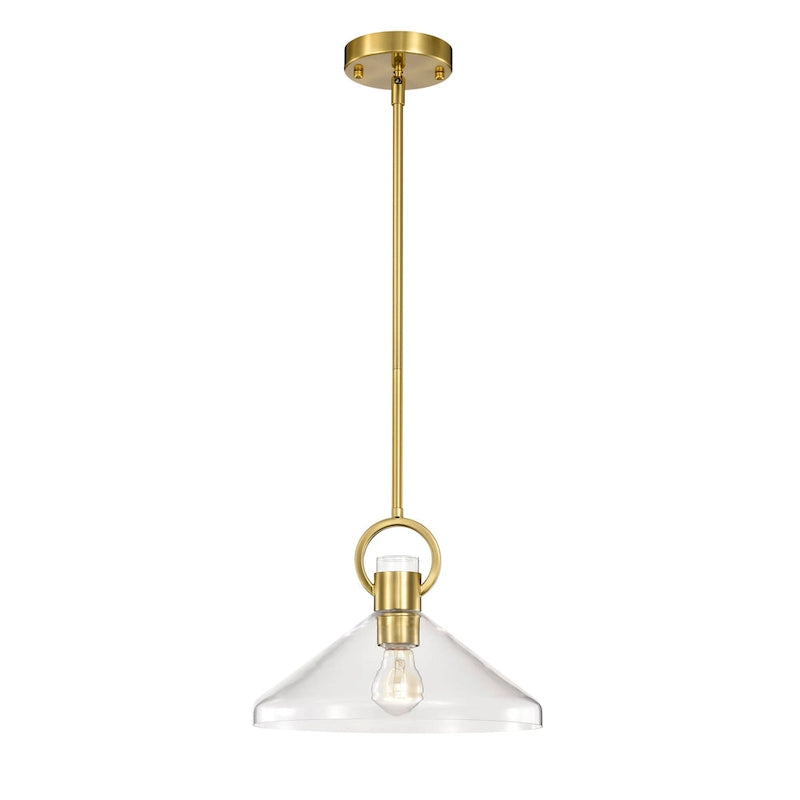 Andros Glass Cone Shade 1-Light Downrod Pendant Light