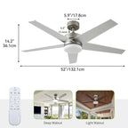 Ventilateur de plafond 52 avec éclairage et télécommande, ventilateur de plafond à 5 pales avec lumière à intensité variable - 53