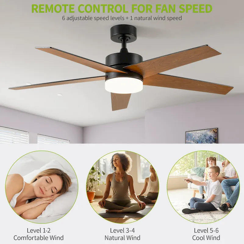Ventilateur de plafond 52 avec éclairage et télécommande, ventilateur de plafond à 5 pales avec lumière à intensité variable - 53