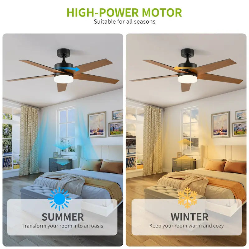 Ventilateur de plafond 52 avec éclairage et télécommande, ventilateur de plafond à 5 pales avec lumière à intensité variable - 53
