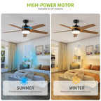 Ventilateur de plafond 52 avec éclairage et télécommande, ventilateur de plafond à 5 pales avec lumière à intensité variable - 53